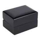 Black Piano Double Ring Box with Ribboned Packer