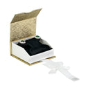 Elegant Paper French Clip Earring Box with a Unique Magnetic Ribbon