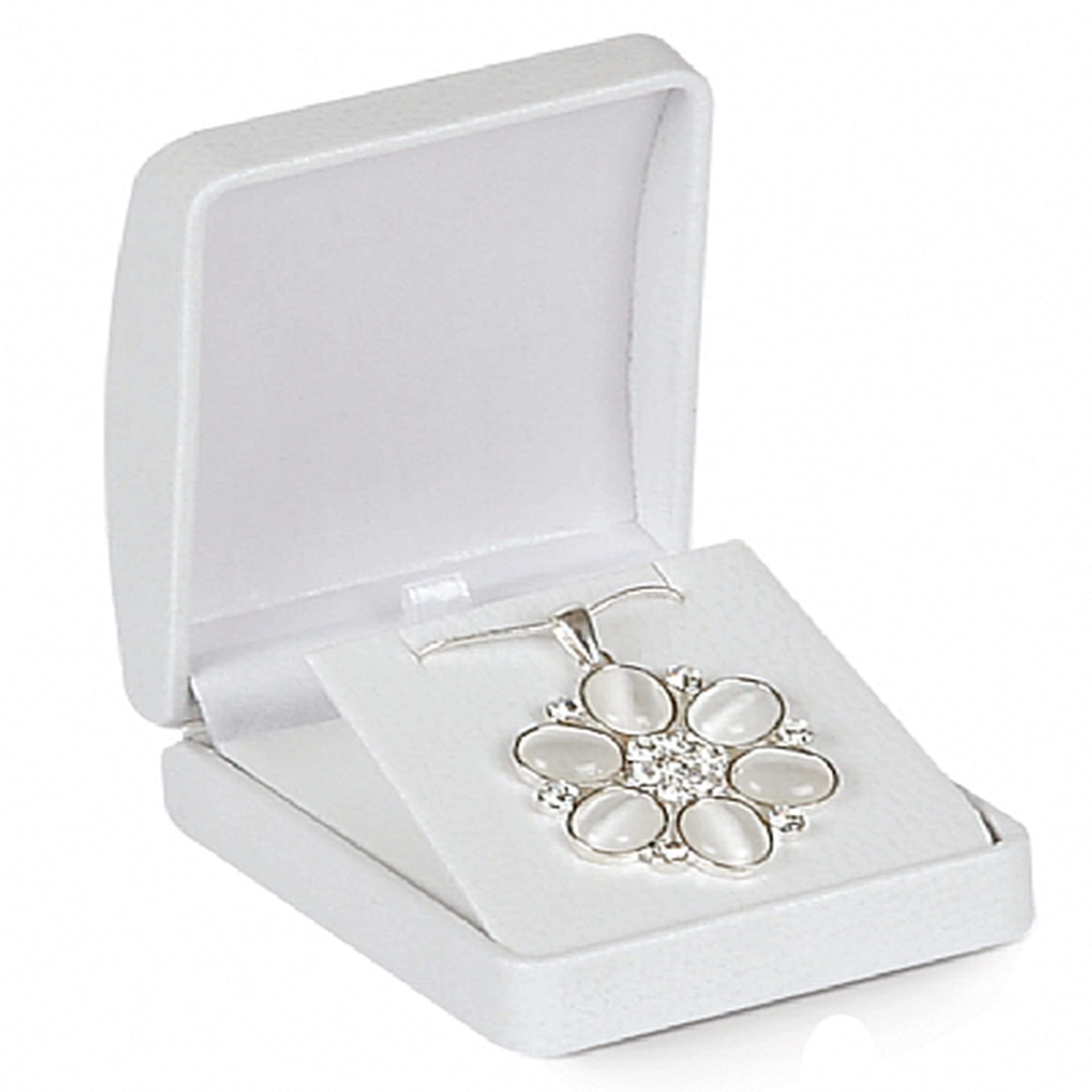 Leatherette Large Pendant Box with Matching Interior and Two Piece Packer