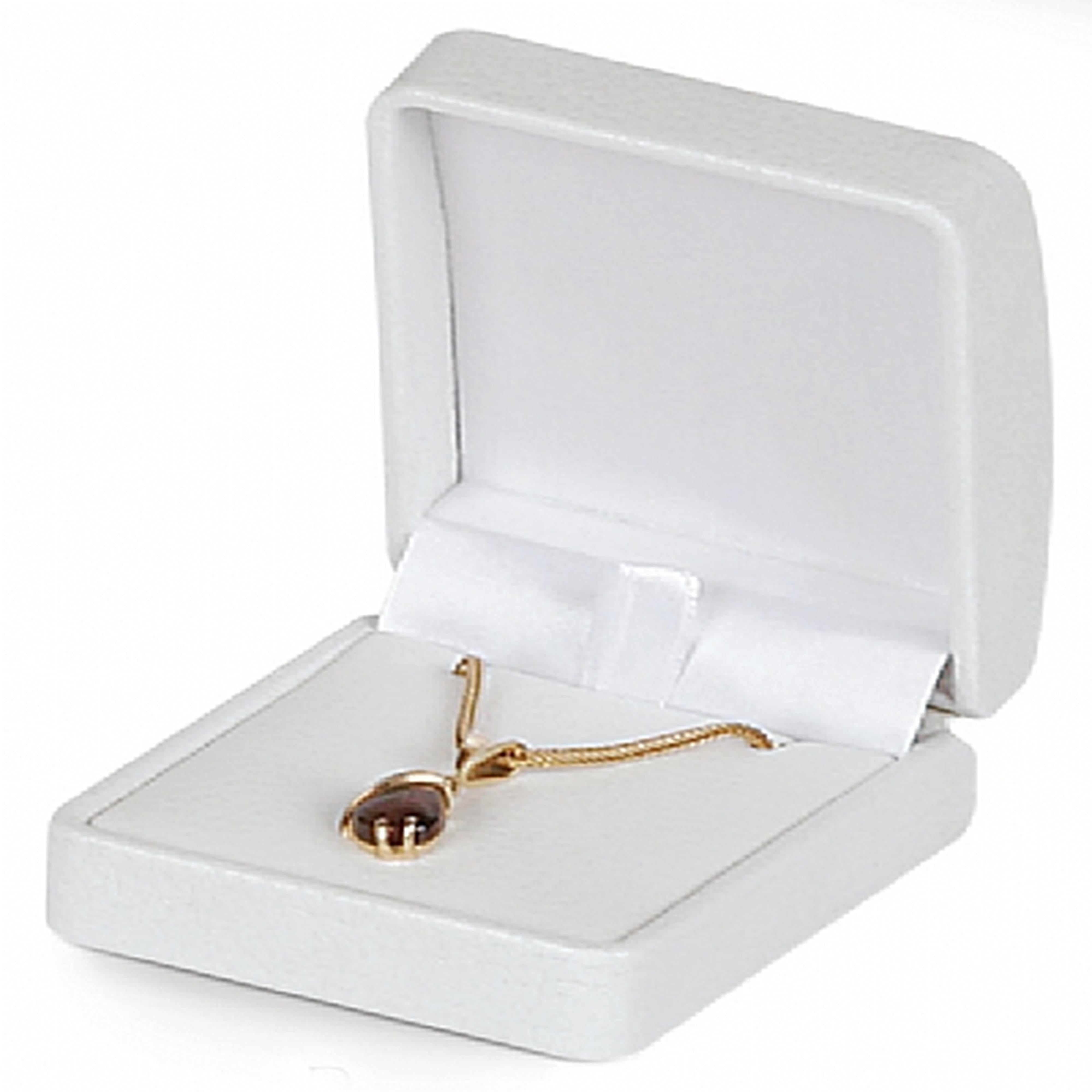 Leatherette Pendant Box with Matching Interior and Two Piece Packer
