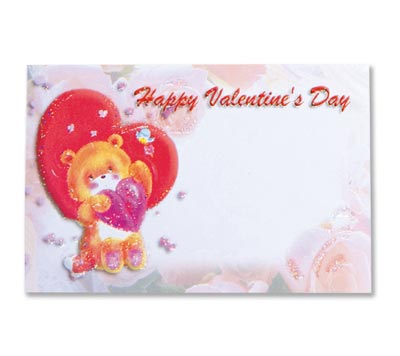 Valentine's Day Bear Gift Tag with Glitter - 3.5" x 2"