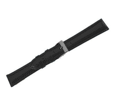 Leather Watch Band Genuine Lizard Black (14mm) Long