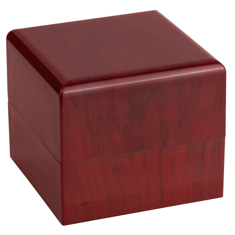 Rosewood Look Single Earring Box with White Leatherette Interior