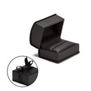 Leatherette Double Ring Box Leatherette Interior with Ribboned Packer
