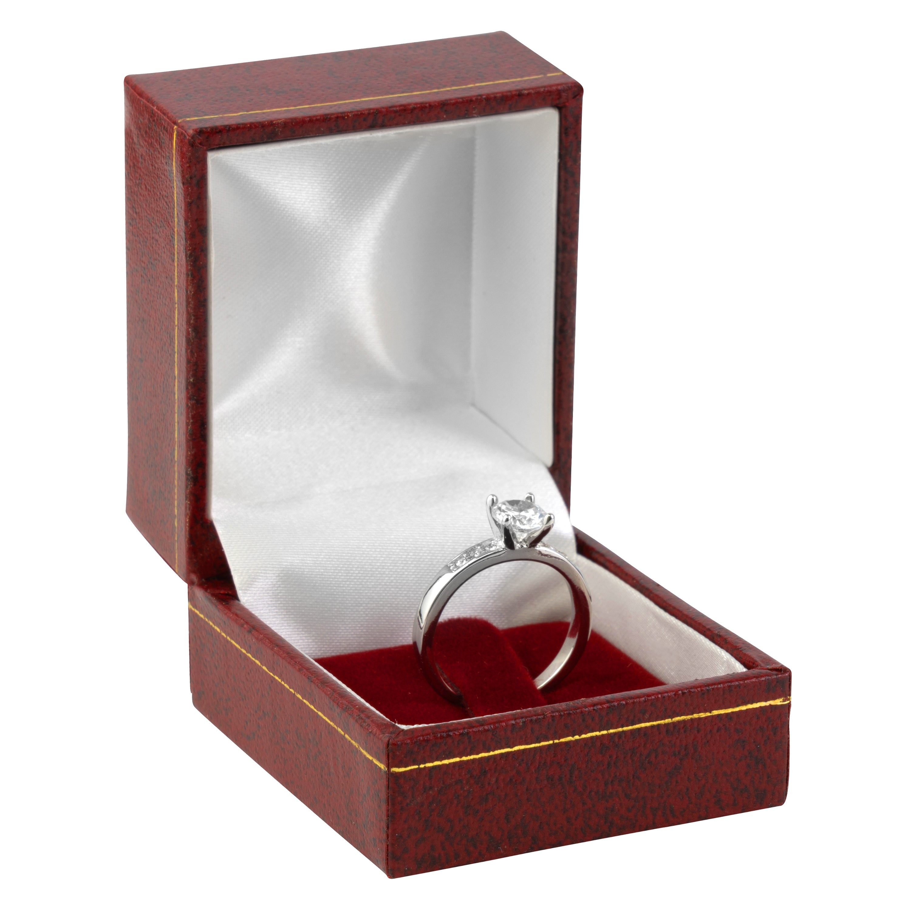 Paper Covered Clip Ring Box with Gold Accent