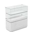 White Glossy Wooden Jewelry Showcase with Aluminum Trim