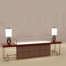 Modern Wooden Showcase with Stainless Steel Legs and Luscious Suede Inserts