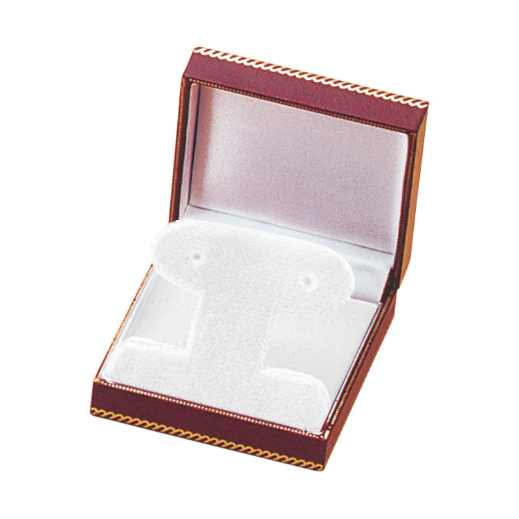 Leatherette French Clip Earring Box with Matching Insert and White Window