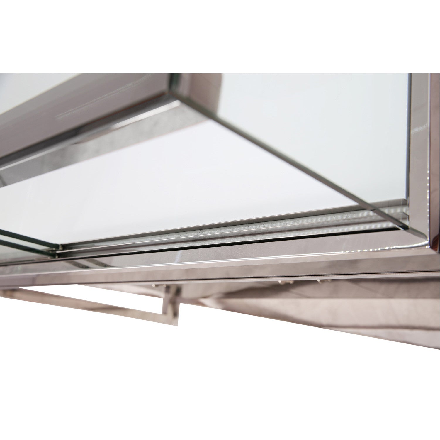 Aluminum Frame Display Case with White Center Panel and Wood Trim