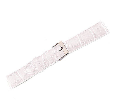 Leather Watch Band Crocodile White (14mm) Regular