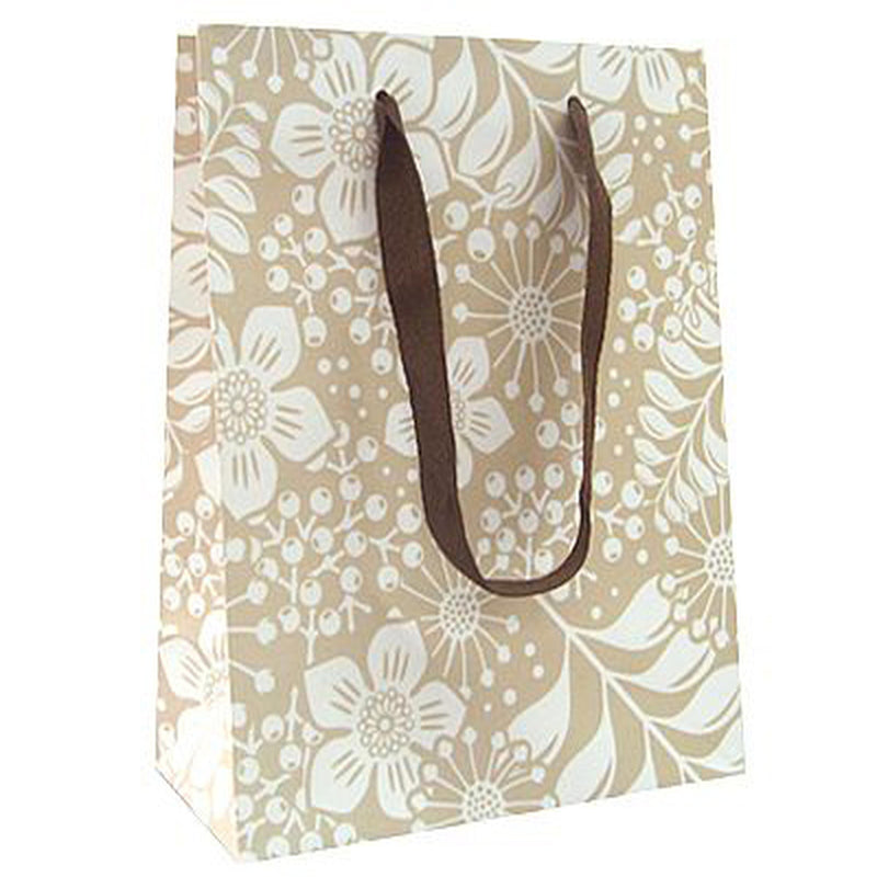 Twill Handle Paper Bag with Leafy Floral Print