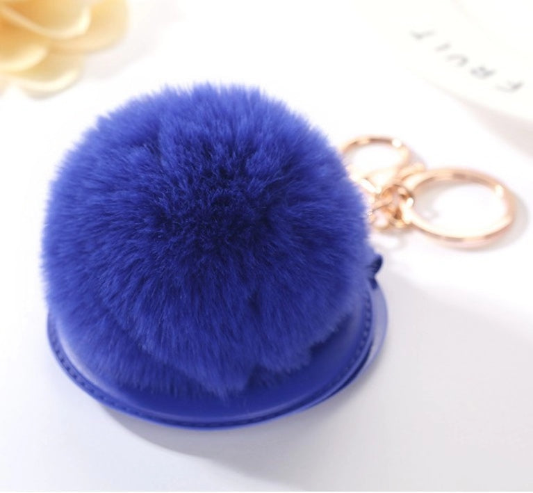 Navy Blue Puffy Keychain Mirror