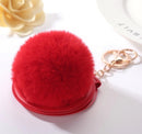 Red Puffy Keychain Mirror