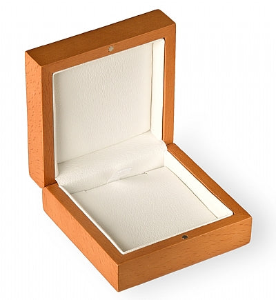 Genuine Hardwood Pendant Box with Leatherette Interior and Matching 2-Piece Packer