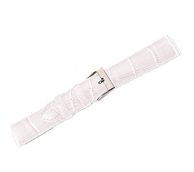 Leather Watch Band Crocodile White (16mm) Long