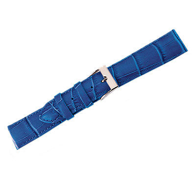 Leather Watch Band Crocodile Royal Blue (14mm) Long