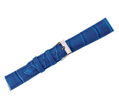 Leather Watch Band Crocodile Royal Blue (12mm) Long