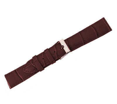Leather Watch Band Crocodile Dk. Brown (12mm) Long