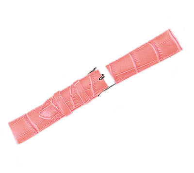 Leather Watch Band Crocodile Pink (12mm) Long