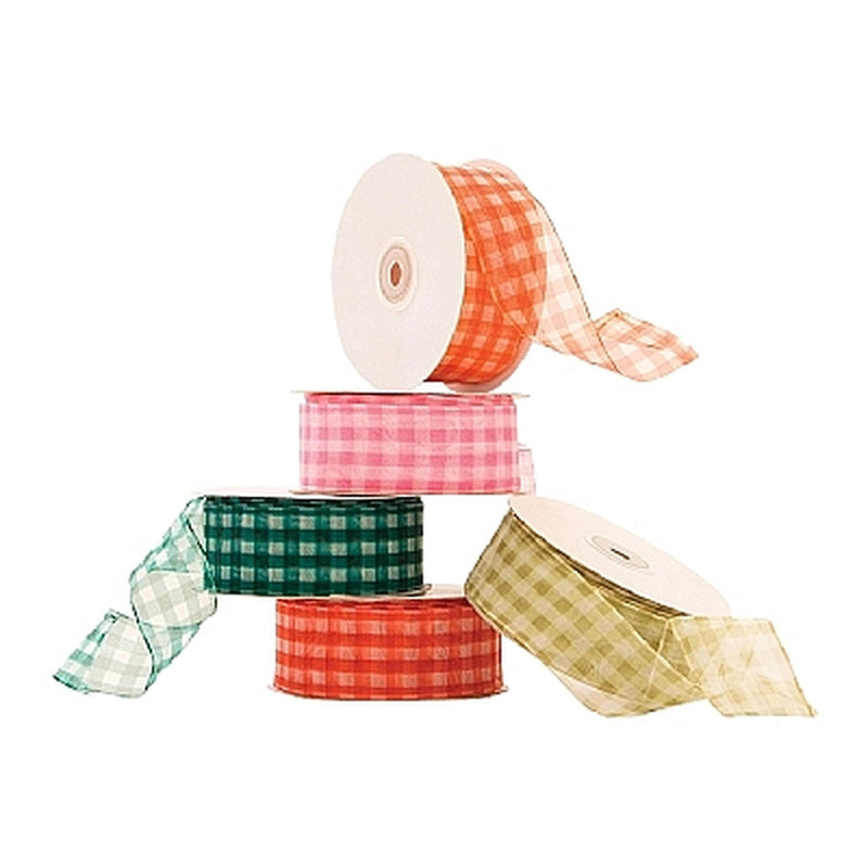 Wired Organza Checked Ribbon