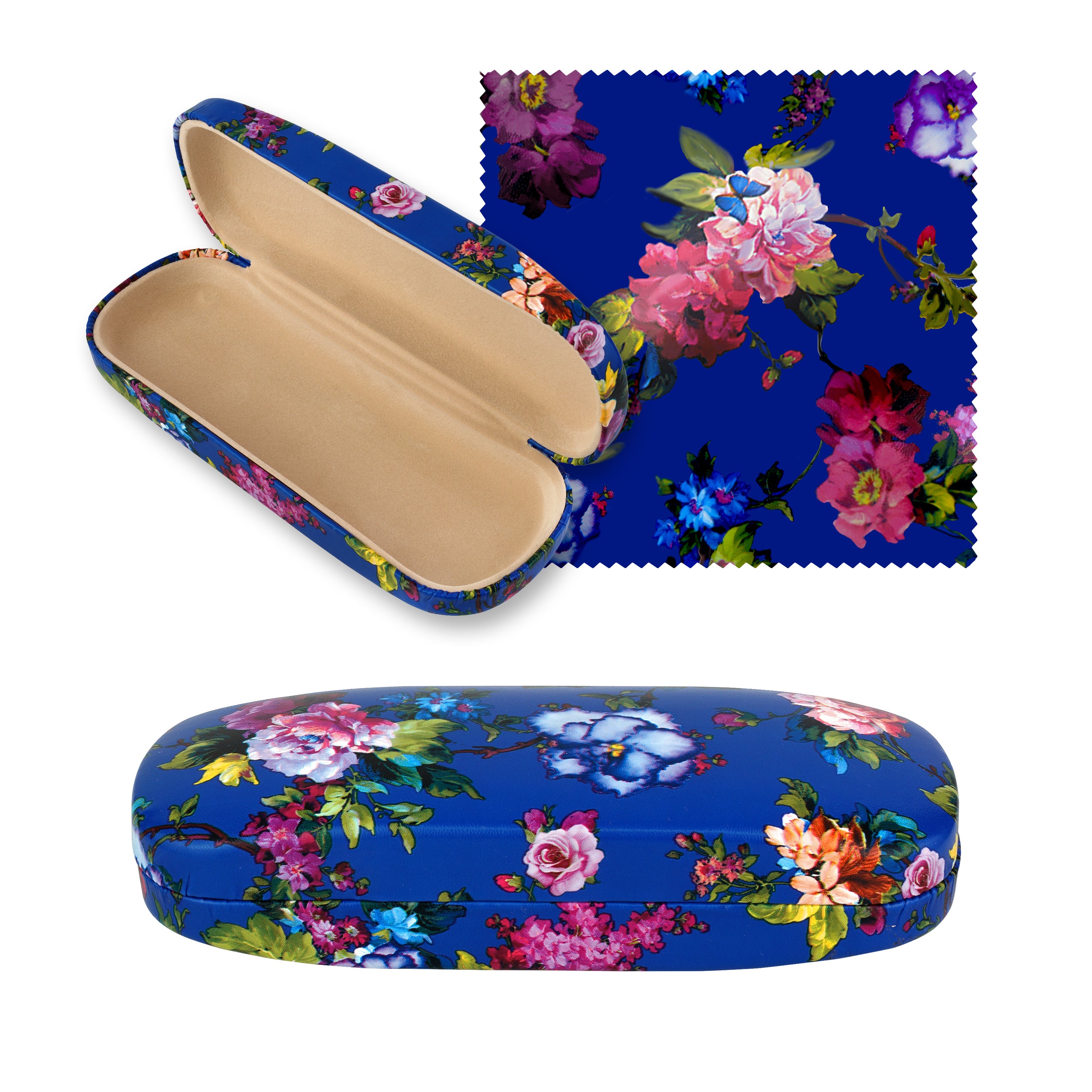 Floral PU Eyewear Case with Coordinating Cloth