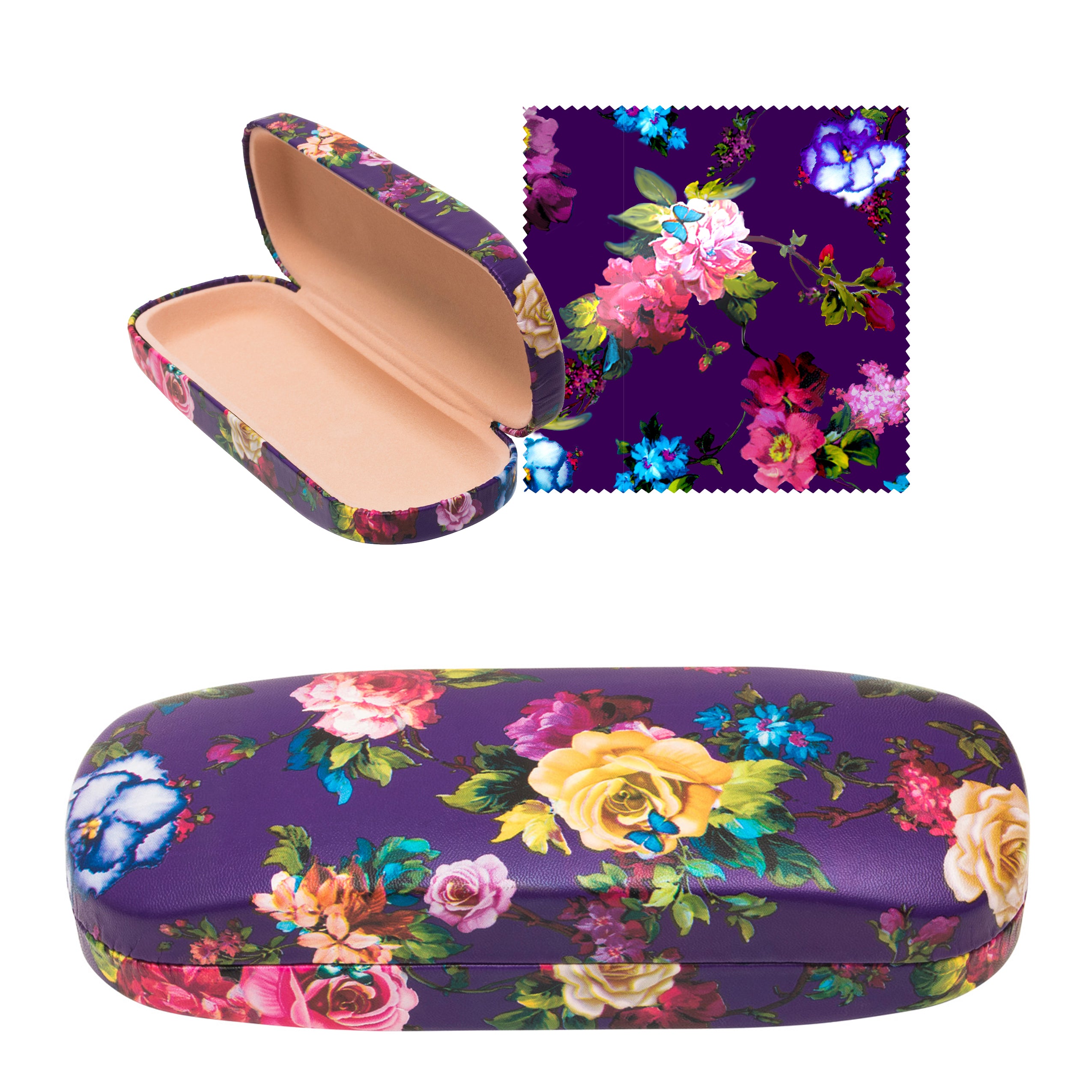 Floral PU Eyewear Case with Coordinating Cloth