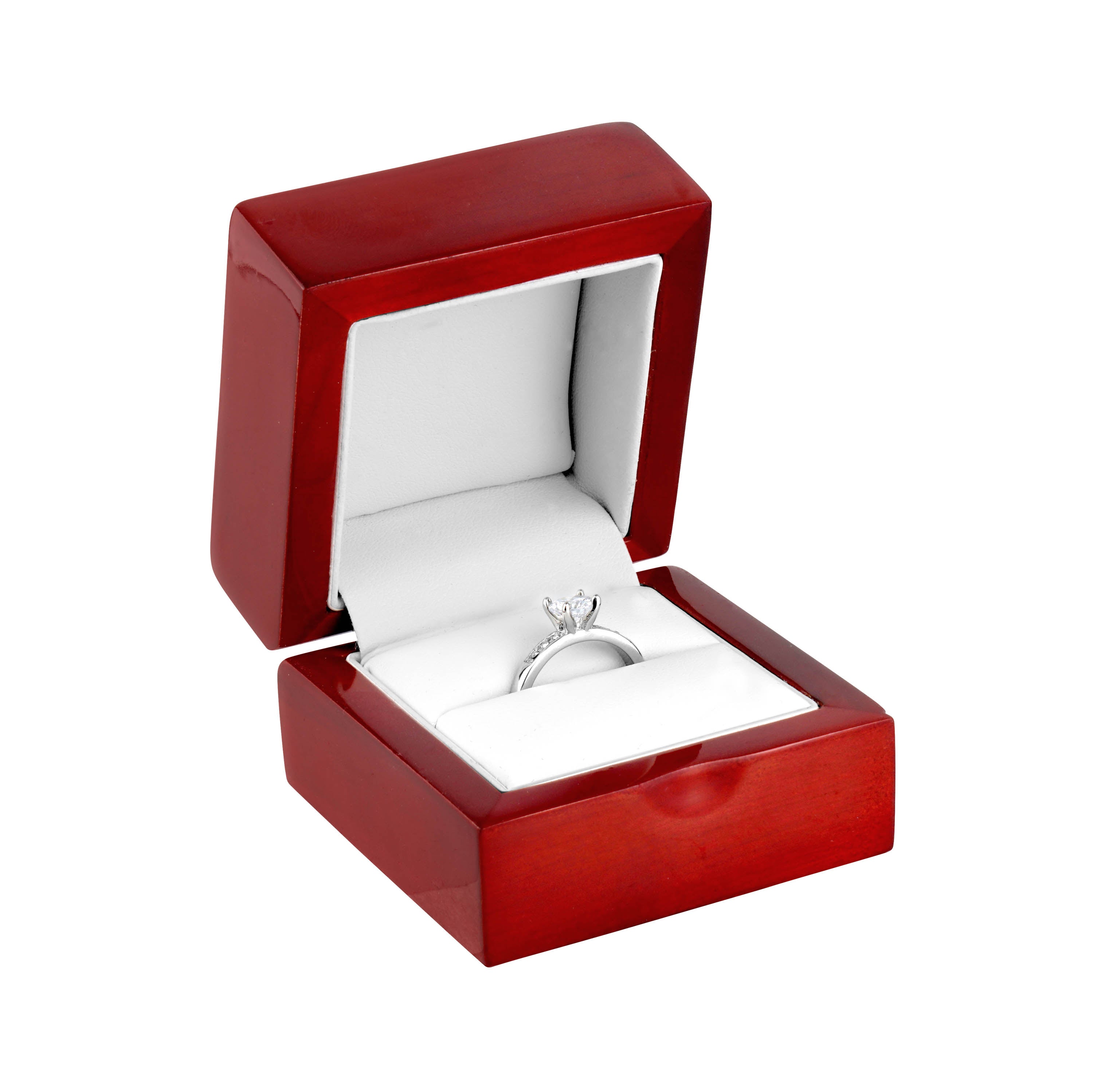 High Shine Mahogany Color Wooden Single Ring Box