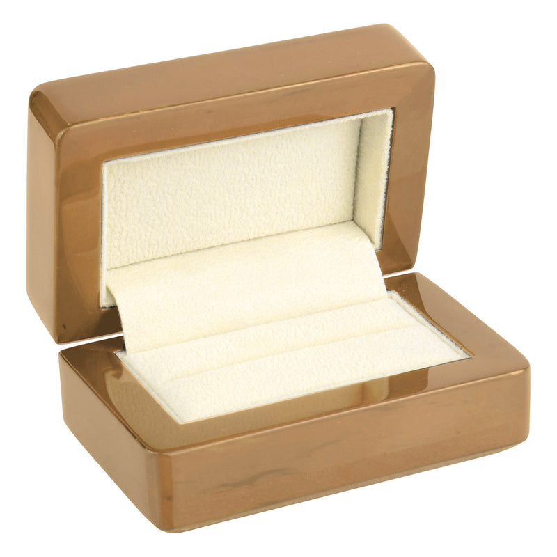 Wooden Double Ring Box with Suede Insert