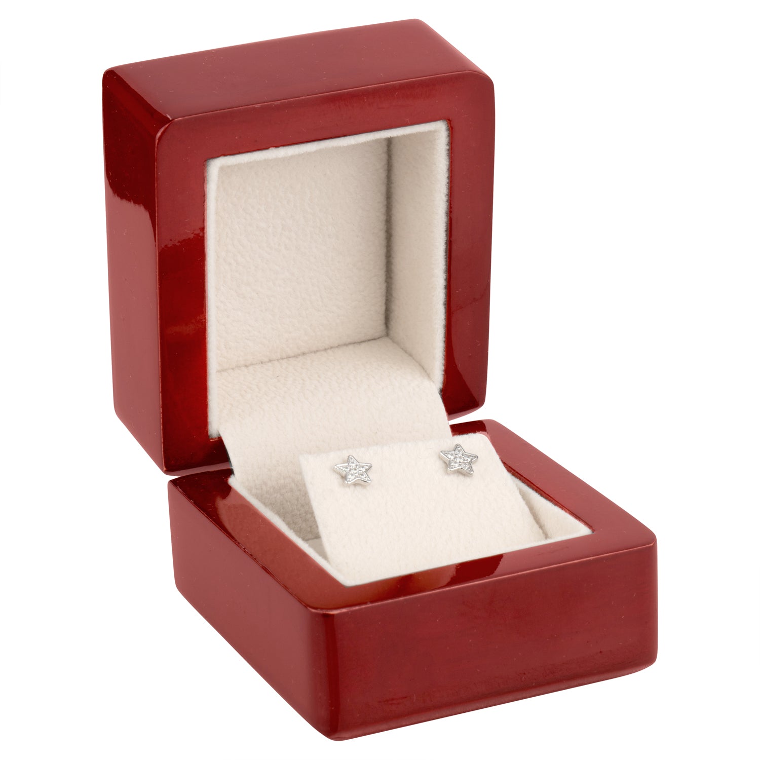 Wooden Single Earring Box with Suede Insert