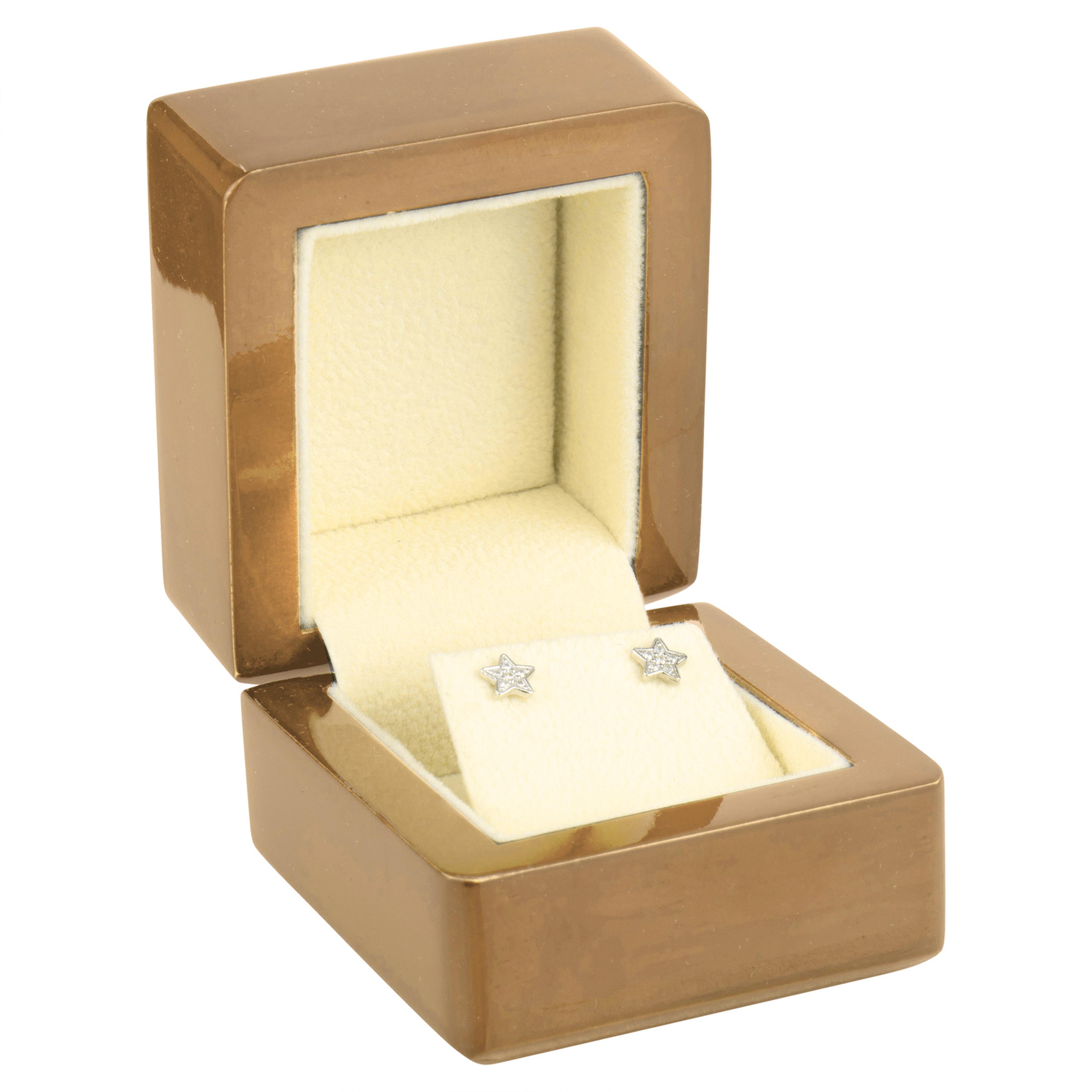 Wooden Single Earring Box with Suede Insert