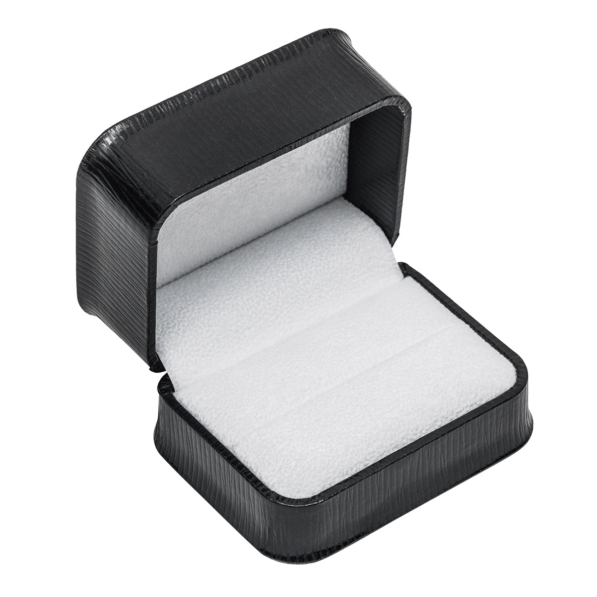 Embossed Leatherette Double Ring Box with White Velvet Interior