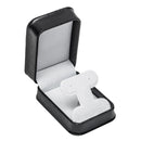 Embossed Leatherette French Clip Earring Box with White Velvet Interior