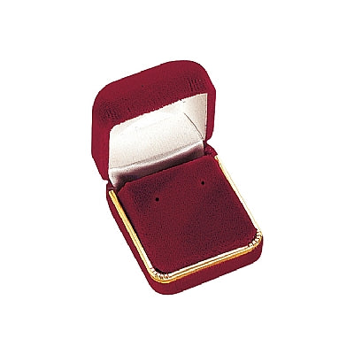 Velvet Single Earring Box with Gold Rims and Matching Insert