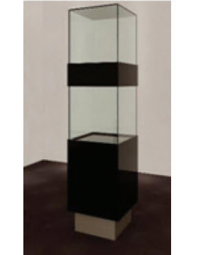 Black Gloss Wooden Jewelry Showcase with Aluminum Frame