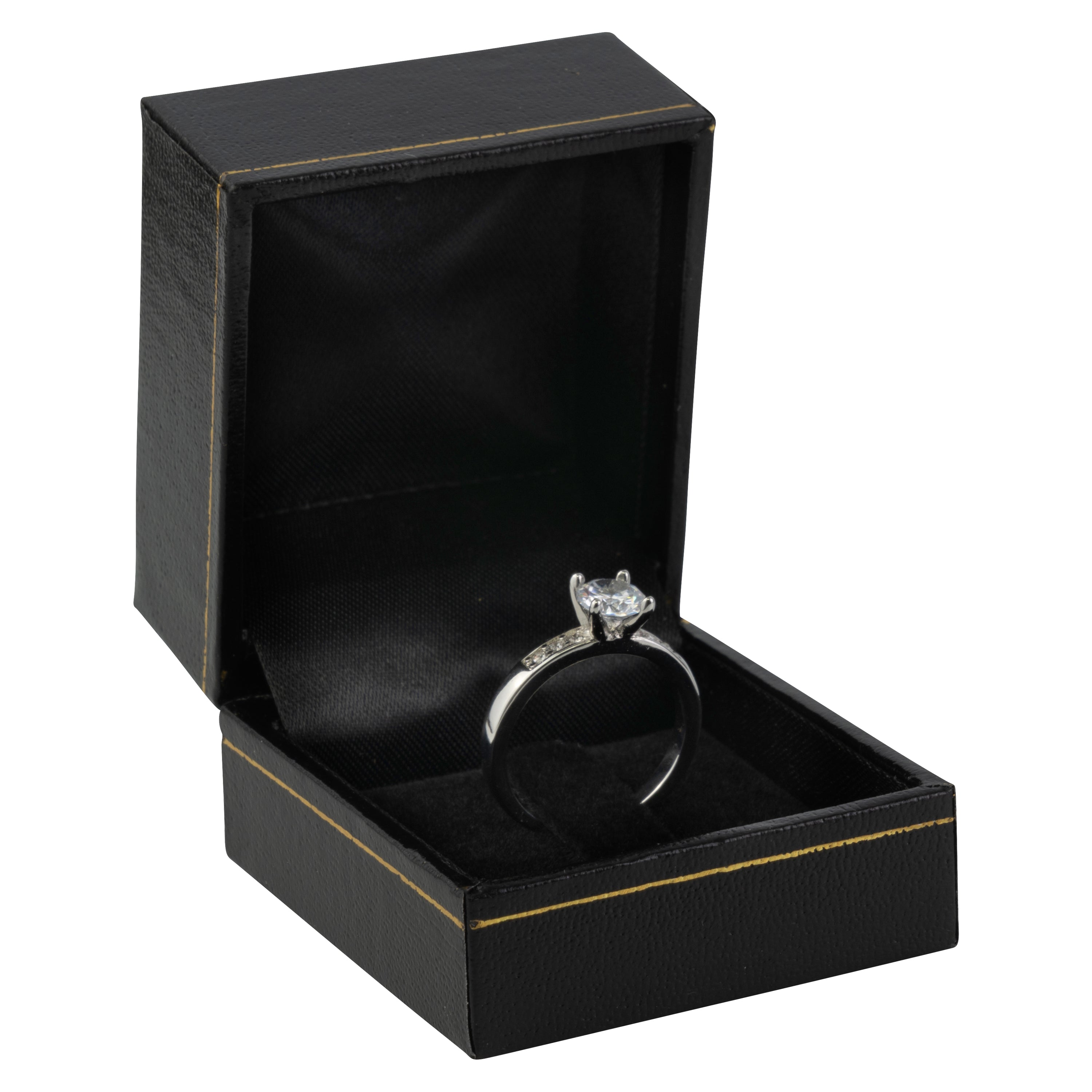 Paper Covered Clip Ring Box with Gold Accent