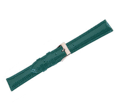 Leather Watch Band Genuine Lizard Green (20mm) Long