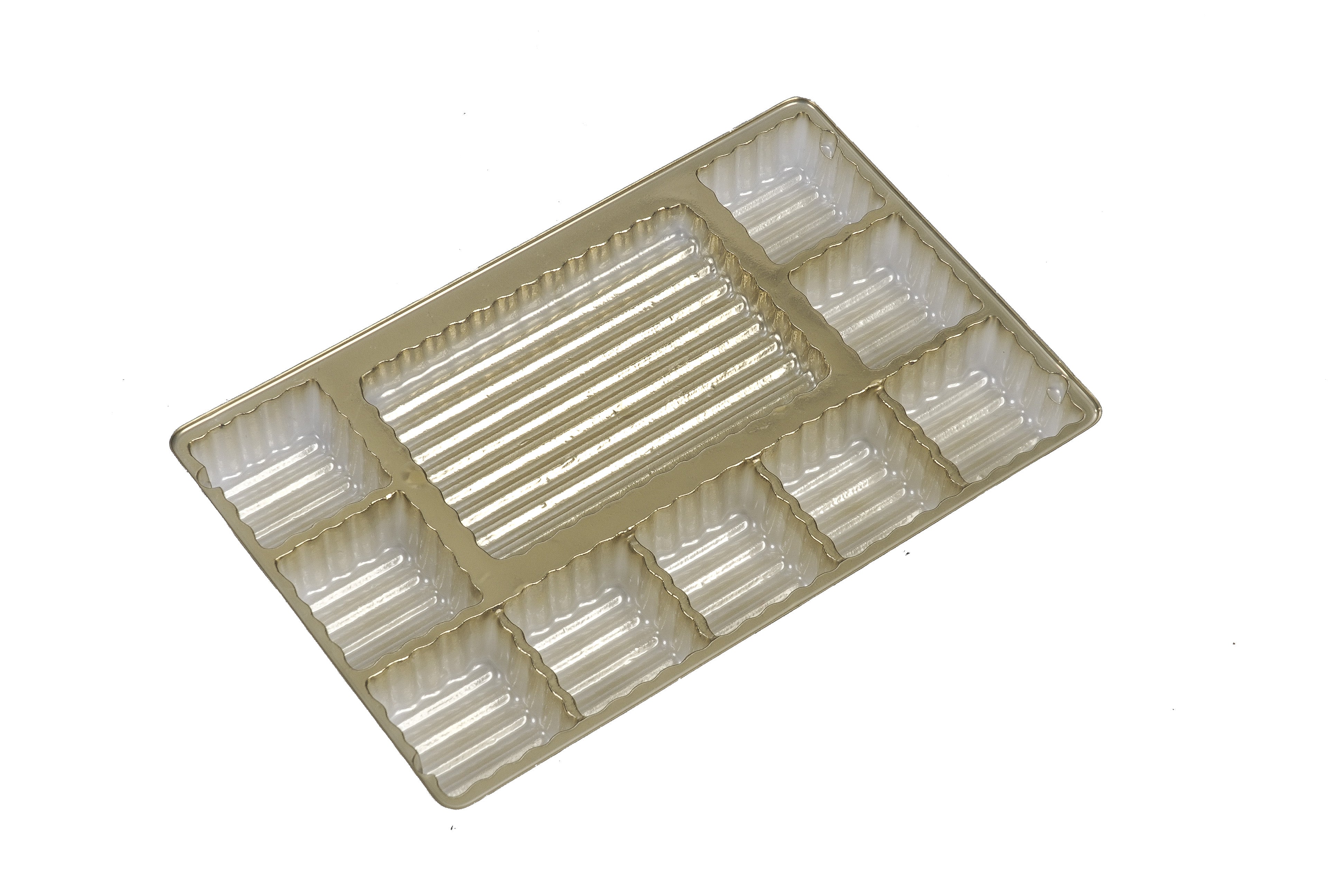 Gold Interchangeable Candy Tray - 9 Squares and 1 Larger Rectangle