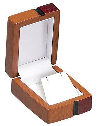 Wooden 3 Tones Pendant or Earring Box with White Leatherette Interior