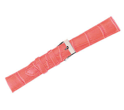 Leather Watch Band Crocodile Dk. Pink (16mm) Long