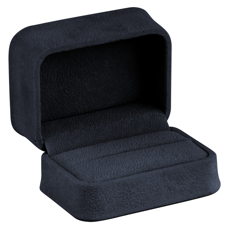 Suede Double Ring Box with Matching Suede Interior