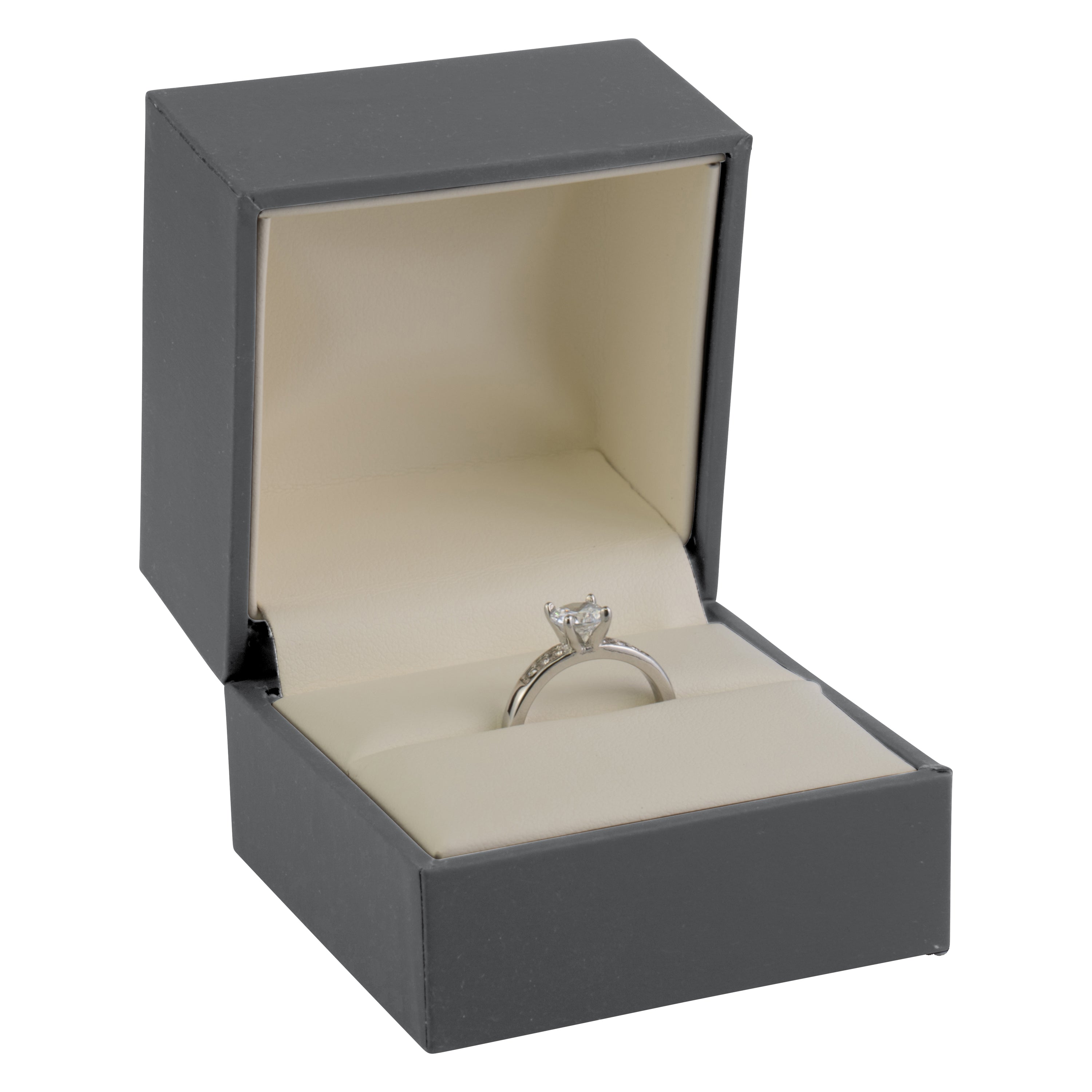 Matte Paper Covered Large Single Ring Box with Matching Moulded Sleeve