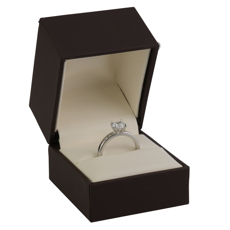 Matte Paper Covered Single Ring Box with Matching Moulded Sleeve