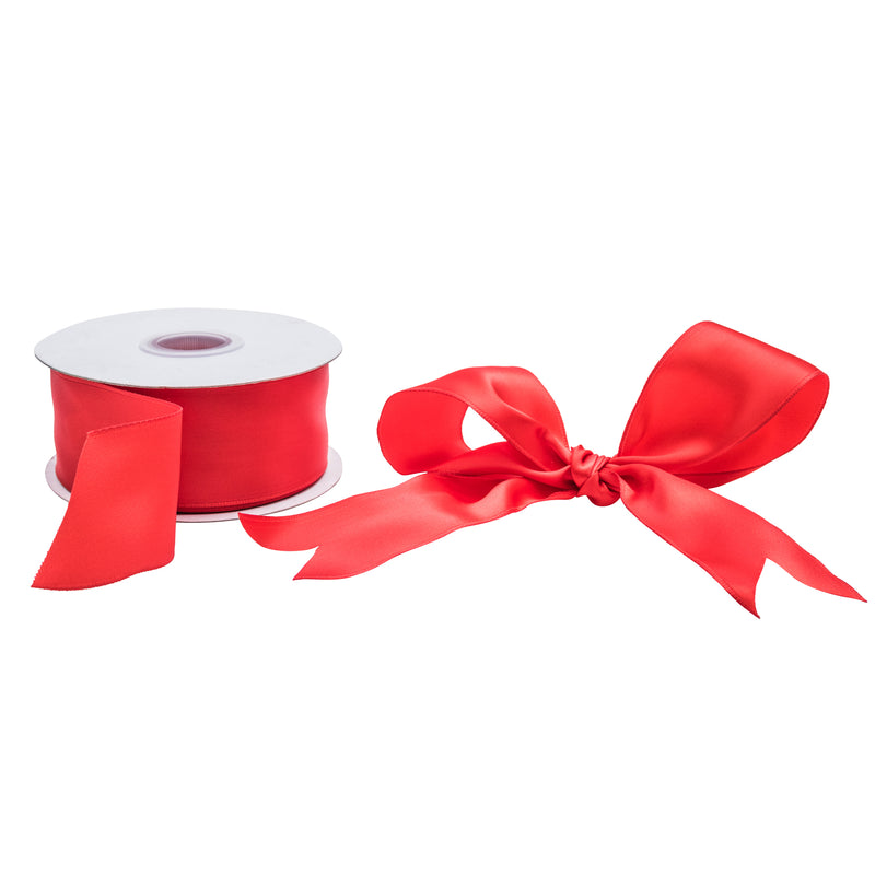 Red Double Faced Satin Ribbon, 2x25 Yards