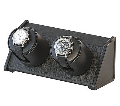 Double Watch Winder (Black Faux Leather)