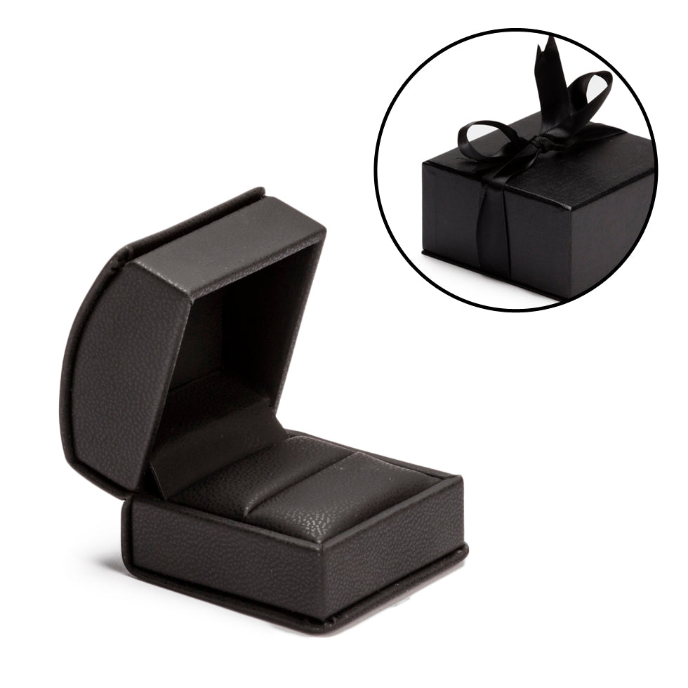 Leatherette Single Ring Box Leatherette Interior with Ribboned Packer